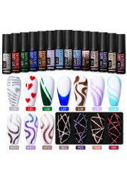 LILYCUTE 14 Colors 5ml Polish Line Gel Kit Nail Art Design UV/LED Nail Polish Drawing Polish DIY Painting Varnish Liner Gel