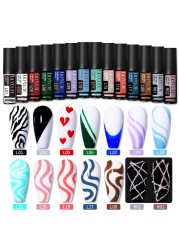 LILYCUTE 14 Colors 5ml Polish Line Gel Kit Nail Art Design UV/LED Nail Polish Drawing Polish DIY Painting Varnish Liner Gel