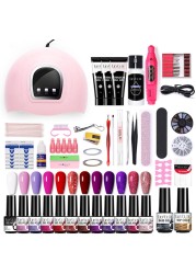 LILYCUTE Nail Gel Polish Set All For Manicure UV LED Dryer Lamp Kit With 18/12pcs Semi-Permanent Soak Off Nail Art Tool Set