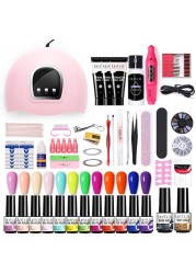 LILYCUTE Nail Gel Polish Set All For Manicure UV LED Dryer Lamp Kit With 18/12pcs Semi-Permanent Soak Off Nail Art Tool Set