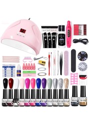 LILYCUTE Nail Gel Polish Set All For Manicure UV LED Dryer Lamp Kit With 18/12pcs Semi-Permanent Soak Off Nail Art Tool Set