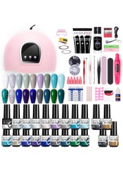 LILYCUTE Nail Gel Polish Set All For Manicure UV LED Dryer Lamp Kit With 18/12pcs Semi-Permanent Soak Off Nail Art Tool Set