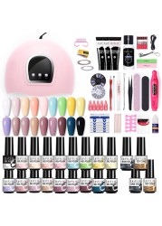 LILYCUTE Nail Gel Polish Set All For Manicure UV LED Dryer Lamp Kit With 18/12pcs Semi-Permanent Soak Off Nail Art Tool Set