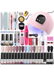 LILYCUTE Nail Gel Polish Set All For Manicure UV LED Dryer Lamp Kit With 18/12pcs Semi-Permanent Soak Off Nail Art Tool Set