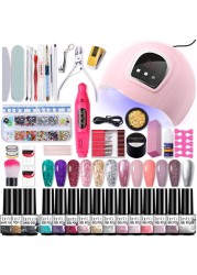 LILYCUTE Nail Gel Polish Set All For Manicure UV LED Dryer Lamp Kit With 18/12pcs Semi-Permanent Soak Off Nail Art Tool Set