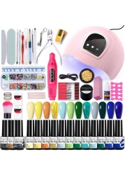 LILYCUTE Nail Gel Polish Set All For Manicure UV LED Dryer Lamp Kit With 18/12pcs Semi-Permanent Soak Off Nail Art Tool Set