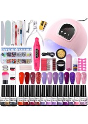 LILYCUTE Nail Gel Polish Set All For Manicure UV LED Dryer Lamp Kit With 18/12pcs Semi-Permanent Soak Off Nail Art Tool Set