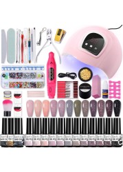 LILYCUTE Nail Gel Polish Set All For Manicure UV LED Dryer Lamp Kit With 18/12pcs Semi-Permanent Soak Off Nail Art Tool Set