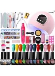 LILYCUTE Nail Gel Polish Set All For Manicure UV LED Dryer Lamp Kit With 18/12pcs Semi-Permanent Soak Off Nail Art Tool Set