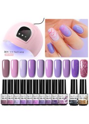 LILYCUTE Nail Gel Polish Set All For Manicure UV LED Dryer Lamp Kit With 18/12pcs Semi-Permanent Soak Off Nail Art Tool Set