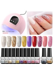 LILYCUTE Nail Gel Polish Set All For Manicure UV LED Dryer Lamp Kit With 18/12pcs Semi-Permanent Soak Off Nail Art Tool Set