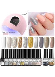 LILYCUTE Nail Gel Polish Set All For Manicure UV LED Dryer Lamp Kit With 18/12pcs Semi-Permanent Soak Off Nail Art Tool Set