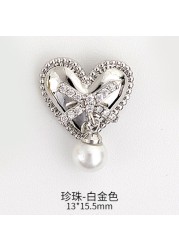 Nail Art Love Heart Zircon Jewelry Real Gold Pendant Love Heart Zircon Pearl Nail Decoration Sticker