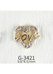 New nail art real gold zircon jewelry light luxury rose flower twisted heart cat eye four leaf clover flower nail sticker