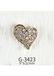 New nail art real gold zircon jewelry light luxury rose flower twisted heart cat eye four leaf clover flower nail sticker