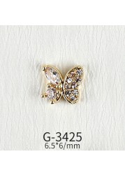 New nail art real gold zircon jewelry light luxury rose flower twisted heart cat eye four leaf clover flower nail sticker