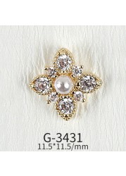 New nail art real gold zircon jewelry light luxury rose flower twisted heart cat eye four leaf clover flower nail sticker