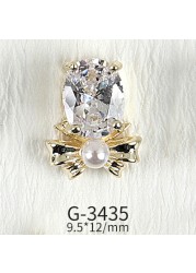 New nail art real gold zircon jewelry light luxury rose flower twisted heart cat eye four leaf clover flower nail sticker