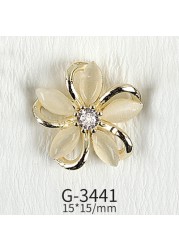 New nail art real gold zircon jewelry light luxury rose flower twisted heart cat eye four leaf clover flower nail sticker