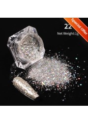 1 Box Nail Chips Sequins Paillette Crystal Nail Glitter Shining Pigment Dust Powder Nail Decoration Manicure Holographic Power