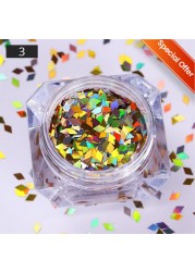 1 Box Nail Chips Sequins Paillette Crystal Nail Glitter Shining Pigment Dust Powder Nail Decoration Manicure Holographic Power