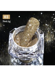 Gold Sliver Nail Reflective Crystals Powder Rainbow Glitter Shiny Pigment Iridescent Glass Micro Drill Nails Art Decoration