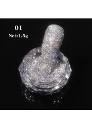 Gold Sliver Nail Reflective Crystals Powder Rainbow Glitter Shiny Pigment Iridescent Glass Micro Drill Nails Art Decoration