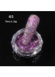 Gold Sliver Nail Reflective Crystals Powder Rainbow Glitter Shiny Pigment Iridescent Glass Micro Drill Nails Art Decoration