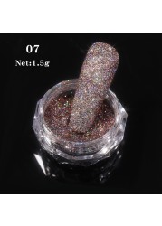 Gold Sliver Nail Reflective Crystals Powder Rainbow Glitter Shiny Pigment Iridescent Glass Micro Drill Nails Art Decoration