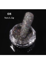 Gold Sliver Nail Reflective Crystals Powder Rainbow Glitter Shiny Pigment Iridescent Glass Micro Drill Nails Art Decoration