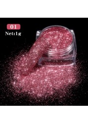 Gold Sliver Nail Reflective Crystals Powder Rainbow Glitter Shiny Pigment Iridescent Glass Micro Drill Nails Art Decoration