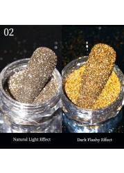 Gold Sliver Nail Reflective Crystals Powder Rainbow Glitter Shiny Pigment Iridescent Glass Micro Drill Nails Art Decoration