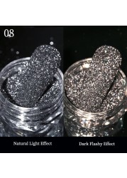 Gold Sliver Nail Reflective Crystals Powder Rainbow Glitter Shiny Pigment Iridescent Glass Micro Drill Nails Art Decoration