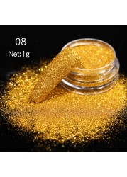 Gold Sliver Nail Reflective Crystals Powder Rainbow Glitter Shiny Pigment Iridescent Glass Micro Drill Nails Art Decoration