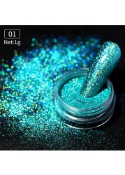 Gold Sliver Nail Reflective Crystals Powder Rainbow Glitter Shiny Pigment Iridescent Glass Micro Drill Nails Art Decoration