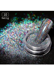 Gold Sliver Nail Reflective Crystals Powder Rainbow Glitter Shiny Pigment Iridescent Glass Micro Drill Nails Art Decoration