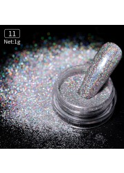 Gold Sliver Nail Reflective Crystals Powder Rainbow Glitter Shiny Pigment Iridescent Glass Micro Drill Nails Art Decoration