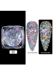 Gold Sliver Nail Reflective Crystals Powder Rainbow Glitter Shiny Pigment Iridescent Glass Micro Drill Nails Art Decoration