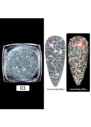 Gold Sliver Nail Reflective Crystals Powder Rainbow Glitter Shiny Pigment Iridescent Glass Micro Drill Nails Art Decoration