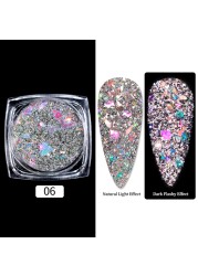 Gold Sliver Nail Reflective Crystals Powder Rainbow Glitter Shiny Pigment Iridescent Glass Micro Drill Nails Art Decoration