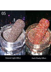 Gold Sliver Nail Reflective Crystals Powder Rainbow Glitter Shiny Pigment Iridescent Glass Micro Drill Nails Art Decoration