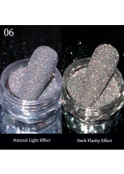 Gold Sliver Nail Reflective Crystals Powder Rainbow Glitter Shiny Pigment Iridescent Glass Micro Drill Nails Art Decoration