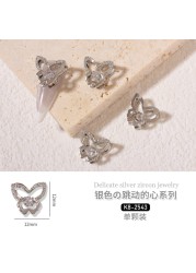 3pcs new nail art heartbeat zircon butterfly snowflake luxury jewelry color keep smart bear nail diamond jewelry