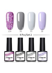 KOSKOE Gel Nail Polish Set 2/4/6pcs Hybrid Varnish Soak Off Gel UV LED Glitter Vernis Semi Permanent Nail Art Gel Polish Kit