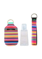 Portable 1oz Refillable Empty Travel Bottles With Keychain Holder Wristlet Set Keychain Bottle Container With Flip Caps