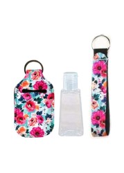 Portable 1oz Refillable Empty Travel Bottles With Keychain Holder Wristlet Set Keychain Bottle Container With Flip Caps