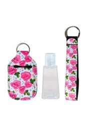 Portable 1oz Refillable Empty Travel Bottles With Keychain Holder Wristlet Set Keychain Bottle Container With Flip Caps