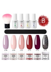 Nail Dipping Powder Brush Base Coat Top Brush Saver Set Dip French Glitter Shinning Nails Glitter Manicure Kit Drop Shipping