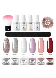 Nail Dipping Powder Brush Base Coat Top Brush Saver Set Dip French Glitter Shinning Nails Glitter Manicure Kit Drop Shipping