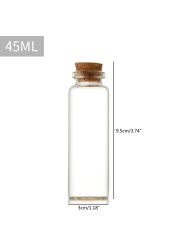 D2TA Small Glass Bottles Jars with Wood Corks Stoppers Small Glass Jars Wishing Bottles Message Bottle for Halo Wedding Gifts